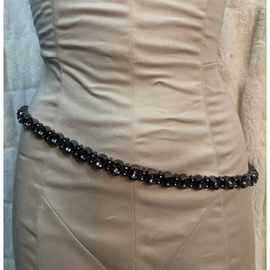 WHBM black and clear rhinestone belt